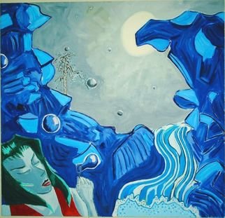Tim Tero; Midnight Waterfall, 2002, Original Painting Oil, 44 x 46 inches. Artwork description: 241  another one of my paintings with a bit of japanese influence. with some erotic overtones.  ...