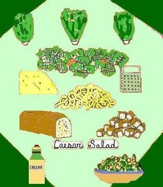 Thomas Mccabe; Caesar  Salad, 2005, Original Painting Acrylic, 16 x 12 inches. Artwork description: 241 One of a series of illustrated recipes. ...