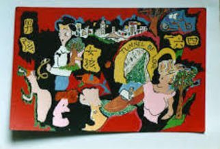 Thomas Mccabe; Red Tunnel Of Love, 2004, Original Painting Acrylic, 16 x 20 inches. Artwork description: 241   A humorous look at a slice of America.  ...