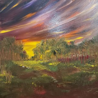 Uma Singh; And The Sun Sleepshere, 2018, Original Painting Oil, 61 x 61 cm. Artwork description: 241 Painting, Oil Coloron CanvasBiafarin Artwork Code: AW127496776The sunsets over the valley are ethereal - the myriad of colors are fascinating and almost one is quite hypnotized into imagining the lullaby being sung by the the sky for the sun to sleep . This work is a ...
