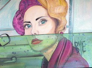 Darlene Graeser; Bye, 2013, Original Painting Acrylic, 48 x 36 inches. Artwork description: 241  Bye, Darlene Graeser, Unconscious on Canvas, blue, teal, rain, sad, melancholy, story, car ...