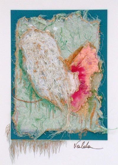 Valda Fitzpatrick, 'Abstract Formation', 2019, original Mixed Media, 5 x 7  . Artwork description: 1911 I start my designs by making my own paper pulp from dried flowers, grass, Spanish flax, which is specifically designed for paper making , some recycled material adds different one of a kind textures, which I form into hand made paper sheets. The sheets are then adhered on ...