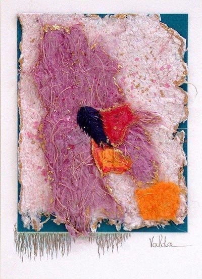 Valda Fitzpatrick, 'Abstract Forms 1', 2019, original Mixed Media, 5 x 7  . Artwork description: 1911 I start my designs by making my own paper pulp from dried flowers, grass, Spanish flax, which is specifically designed for paper making , some recycled material adds different one of a kind textures, which I form into hand made paper sheets. The sheets are then adhered on ...