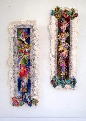 Valda Fitzpatrick; Designing With Flowers, 2021, Original Mixed Media, 8 x 23 inches. Artwork description: 241 The floral structure, includes two panels. I am mostly inspired by my flower garden and abstract sketches which I design and ready for hanging. sculptural design with rough edged formation . ...