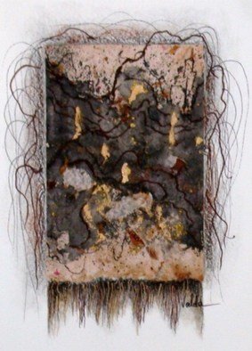 Valda Fitzpatrick, 'Night Storm', 2019, original Mixed Media, 5 x 7  . Artwork description: 1911 I start my designs by making my own paper pulp from dried flowers, grass, Spanish flax, which is specifically designed for paper making , some recycled material adds different one of a kind textures, which I form into hand made paper sheets.  The sheets are then adhered on ...