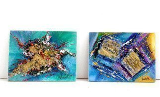 Valda Fitzpatrick; Ocean Finds, 2019, Original Painting Oil, 4 x 5 . Artwork description: 241 Artwork Description These miniature abstract oil paintings are 3x4 inch size each. They are great for groupings in small size areas. They might look small , but when displayed, look very eye catching. the paintings are textured with different sculpted shapes, that I designed , adding touches of gold. ...