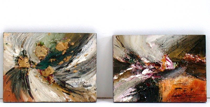 Valda Fitzpatrick; Shooting Stars, 2019, Original Painting Oil, 4 x 3 . Artwork description: 241 These are a collection of of my small 3x4 inch paintings, each.They look very attractive in small groupings and small or narrow spaces.  I added some interesting and different textures that I designed using either Florida sand, gold and other materials.  Both paintings are accented in ...