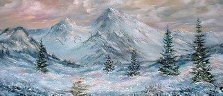 Valda Fitzpatrick, 'Snow Covered Swiss Alps', 2019, original Painting Oil, 38 x 16  x 1 . Artwork description: 1911 Swiss alps during winter, one of my favorite countries to visit. I paint it often which often serves as an  inspiration for me. I chose to paint this landscape in larger size , as it reflects the beauty of the gigantic mountains so well, which also permitted me ...