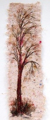 Valda Fitzpatrick, 'To Paint A Tree', 2019, original Paper, 6 x 22  . Artwork description: 1911 This collection is designed by making my own handmade paper, which i start with a collection of material mostly found in my flower garden, which are dried, ground and added to the pulp.  Lastly some Spanish flax is added to form my sheets.When dry , they are ...