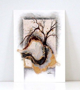 Valda Fitzpatrick, 'Tree Branches', 2019, original Mixed Media, 5 x 7  . Artwork description: 2703 I start my designs by making my own paper pulp from dried flowers, grass, Spanish flax, which is specifically designed for paper making , some recycled material adds different one of a kind textures, which I form into hand made paper sheets. The sheets are then adhered on ...