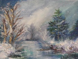 Valda Fitzpatrick; Winter Scene, 2021, Original Painting Oil, 10 x 8 inches. Artwork description: 241 The winter scene is painted by using palette knife and brushes. It adds texture and depth to the scene. Painting winter scenes  can be represented as real or fantasy like. ...