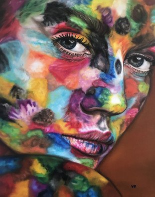 Valentina Andrees; Alexa In Colors, 2020, Original Painting Oil, 80 x 100 cm. Artwork description: 241 Portrait of a woman with color swatches...