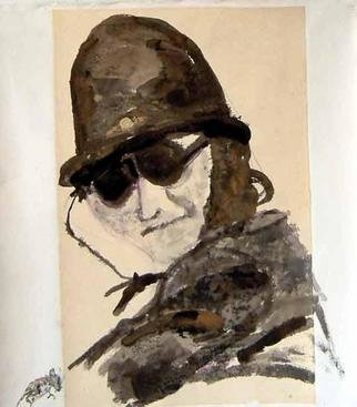 B� Van Der Heide; Moeke, 2003, Original Painting Acrylic, 90 x 100 cm. Artwork description: 241 This is a painting of my mother dressed to ride a motor cycle. It is executed in acrylic paint on handmade paper on canvas. ...