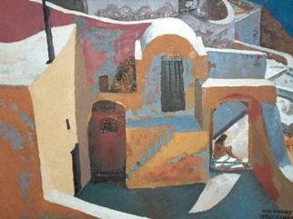 Giovan Beck; Enjoythesun, 1992, Original Painting Oil, 60 x 45 cm. Artwork description: 241 Oil & knife on canvas. Ia village Santorini isl. Greece. Gicle prints available....