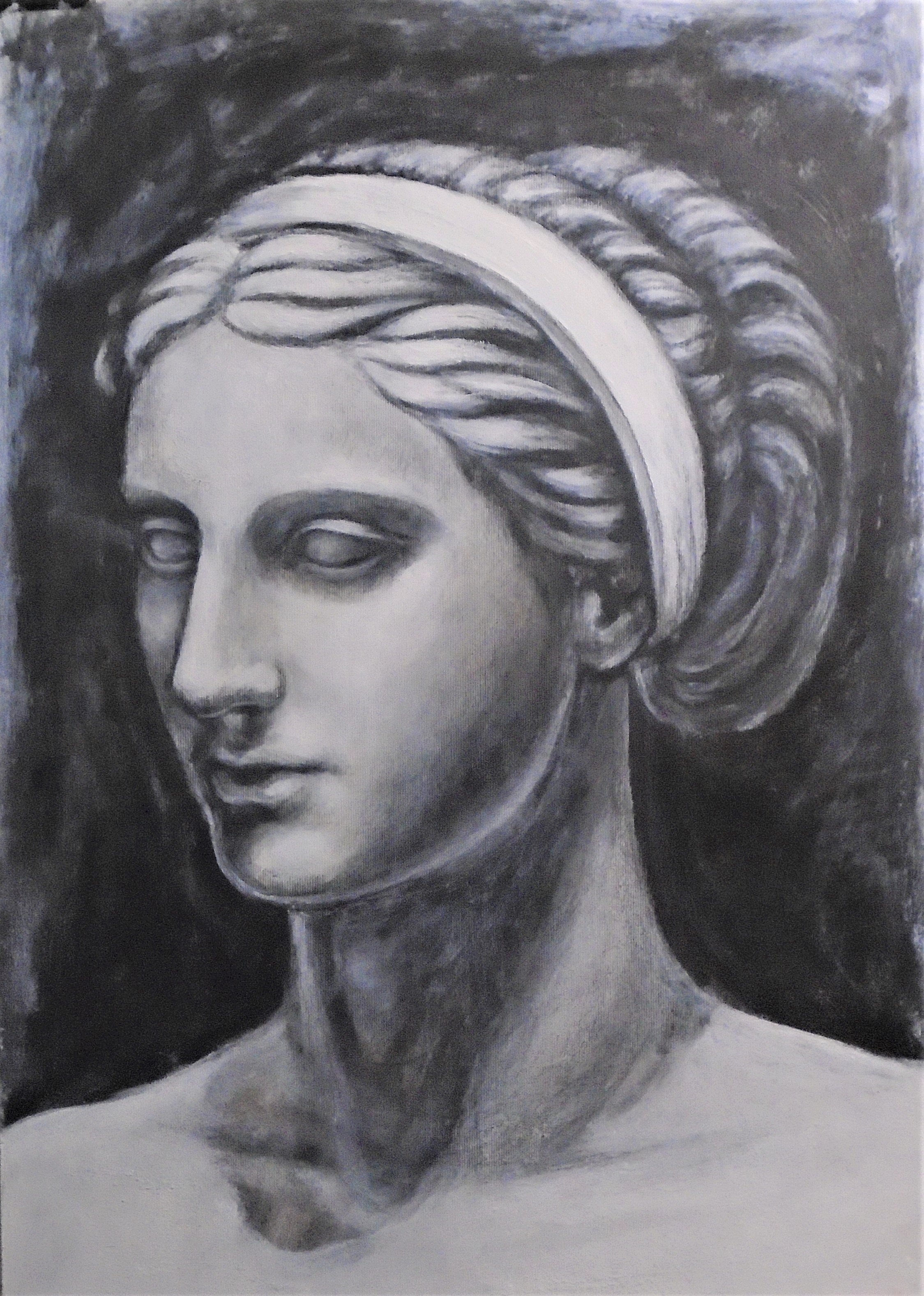 Varvara Vitkovska; Roman, 2020, Original Painting Acrylic, 36 x 50 cm. Artwork description: 241 This work is inspired by the art of Ancient Greece, it is an attempt to understand the mysterious message, to comprehend the canons of beauty. ...