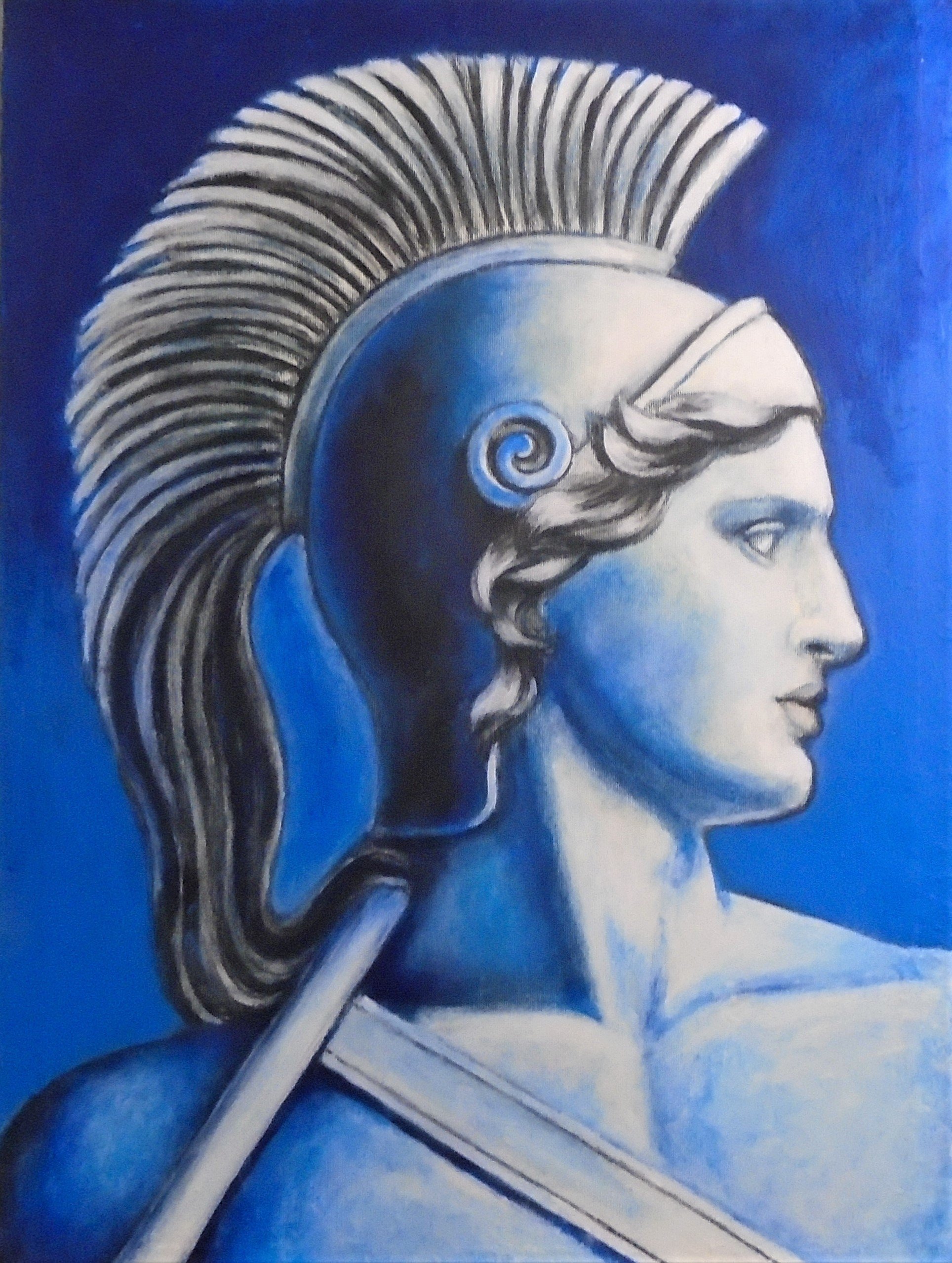 Varvara Vitkovska; The Warrior, 2020, Original Painting Acrylic, 40 x 53 cm. Artwork description: 241 This work is inspired by the art of Ancient Greece, it is an attempt to understand the mysterious message, to comprehend the canons of beauty. ...