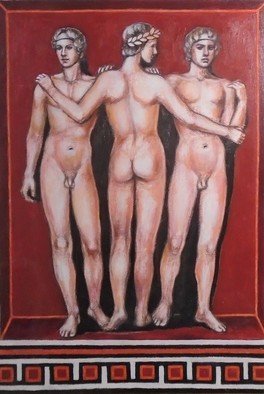 Varvara Vitkovska; The Three Graces, 2021, Original Painting Acrylic, 50 x 70 cm. Artwork description: 241 This work is inspired by the art of Ancient Greece, it is an attempt to understand the mysterious message, to comprehend the canons of beauty. ...