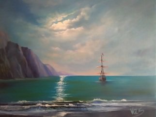 Vasil Vasilev; Calm Sea, 2020, Original Painting Oil, 60 x 50 cm. Artwork description: 241 black sea, windlessness, warm color of the sea...