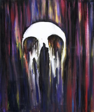 Vasilli Salov; Rainbow Skull, 2016, Original Painting Oil, 23 x 19 inches. Artwork description: 241 Rainbow Skull - Haunters Series - Demon  rainbow, skull, death, demon, horror...