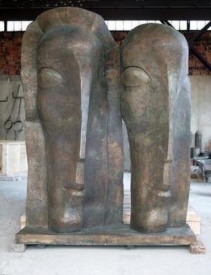 Venelin Ivanov; Two Faces, 2003, Original Sculpture Bronze, 166 x 210 cm. 