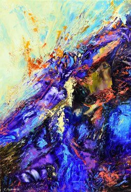 Sergey Lutsenko; Electric Sleep, 2014, Original Painting Oil, 17 x 25 inches. Artwork description: 241  Blue, violet, electric, abstract, impression, orange ...