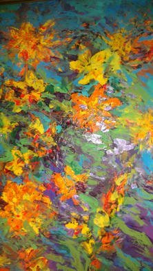 Valerie Leri; Autumn Flowers, 2016, Original Painting Acrylic, 21 x 27 inches. Artwork description: 241 Original painting with gold wood plein air frame...
