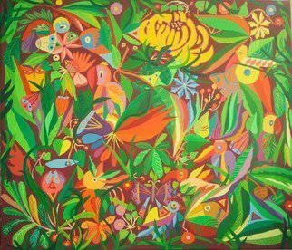 Mimi Revencu; Jungle 2, 2010, Original Painting Acrylic, 70 x 60 cm. Artwork description: 241  city, art, painting, contemporaryart, Acrylic, artwork, birds, green, ArtCollector, illustration, glarify, artforsale, modern art, acrylic paint, visual arts, artfair, mimirevencu, mirabilism, artmogallery, artmo, romanianart...