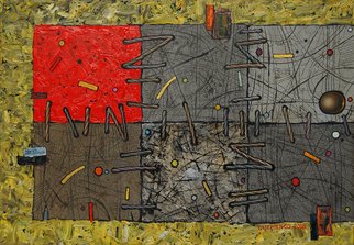 Victor Cuzmenco; Six Squares, 2018, Original Mixed Media, 130 x 90 cm. Artwork description: 241 Painting, Mixed Mediaon CanvasBiafarin Artwork Code: AW127040492The six squares are made mainly with ground and occupy the almost entire surface of the painting signalising on their significance. This is reinforced by the media the squares are made of. The image is aimed to make ...