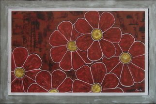 Hugo Reyes Reyes; Red Flowers, 2007, Original Painting Acrylic, 150 x 100 cm. Artwork description: 241  Walking on red flowers of love ...