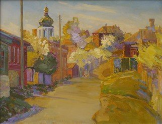 Victor Onyshchenko; Starostryzhenska Street, 2014, Original Painting Oil, 90 x 70 cm. Artwork description: 241 Spring at Starostryzhenska street in Chernihiv. Sad and lyrical picture. ...
