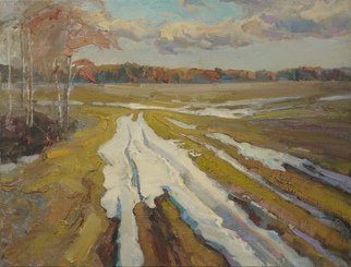 Victor Onyshchenko; The Last Snow, 2017, Original Painting Oil, 80 x 60 cm. Artwork description: 241 Winter is over. Warmth. Snow thaws on fields. Nature comes to life. The spring has come to Ukraine. ...