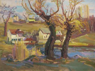 Victor Onyshchenko; Willows Near The Lake, 2016, Original Painting Oil, 80 x 60 cm. Artwork description: 241 The lake in Kiev. The spring landscape, is painted on an open- air. ...