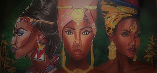 Victoriya Cherkaska; African Queens, 2018, Original Painting Acrylic, 82 x 38 cm. Artwork description: 241 Inspiration for creating the artwork was African culture, traditional african accessories, beauty of african women. Artwork Medium is acrylic paints on wood panel. Such combination could show bright colors, warmth of this artwork. ...