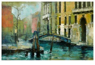 Victor Zakrynycny; Venice, Canal, 2008, Original Painting Oil, 55 x 35 cm. 