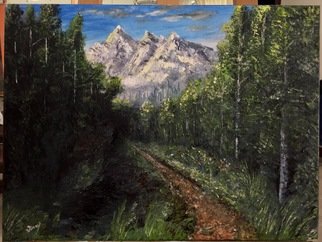 Vinay Baindur; Snowcapped, 2017, Original Painting Oil, 60 x 45 cm. Artwork description: 241 forest with snow- capped mountains...