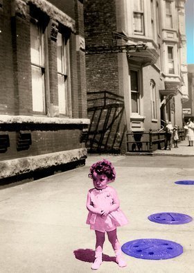 Vito Valenti; Lost On Larabee St, 2016, Original Digital Art, 28 x 20 inches. Artwork description: 241 A vintage family snapshot that evokes that existential feeling of a child lost in the city.  emotional surreal...