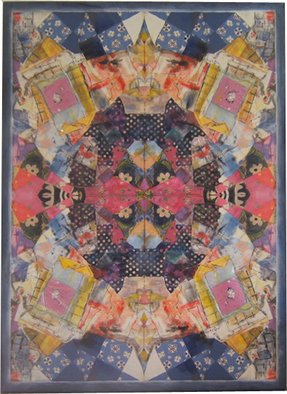 Linda Vi Vona; Medley, 2010, Original Mixed Media, 39 x 54 inches. Artwork description: 241  Kaleidescopic repetition of imagery from a central point, oils, fabric, beads, threads ...