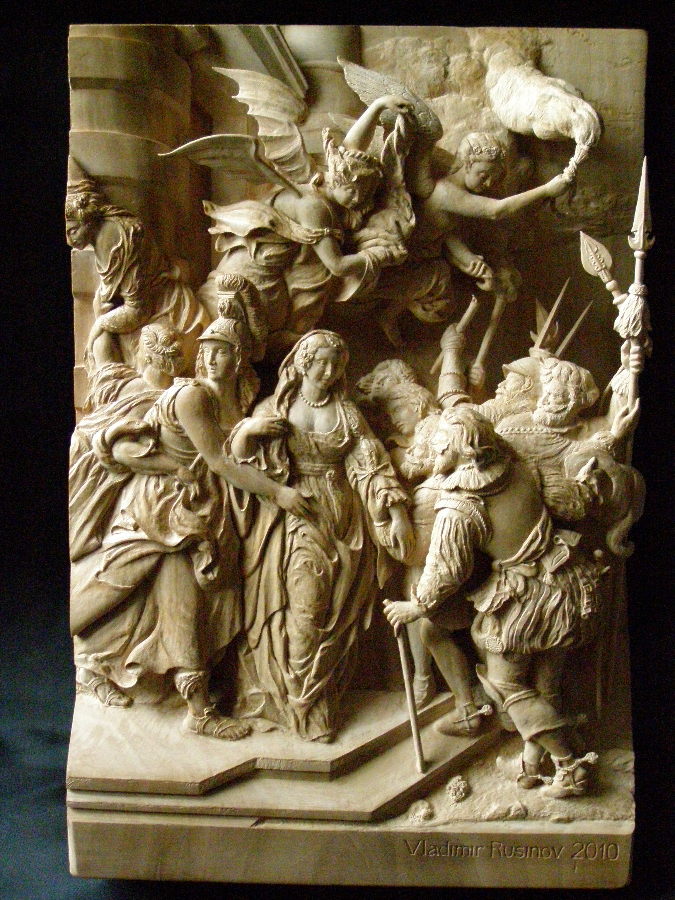 Vladimir Rusinov; Escape Of Queen From Lock..., 2010, Original Sculpture Wood, 18 x 26 cm. Artwork description: 241  I would like to show my new art brand: Paintings of P. P. Rubens ( 17- 18th century) - - > The canvases of Rubens in J. M. Nattie engravings ( 18th century ) - - - > Ruben' s artworks in high relief images of Vladimir Rusinov ( 21- th century ) . ...