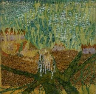 Vojkan Morar; Rivers Of Babilon, 1997, Original Painting Oil, 14 x 14 cm. 