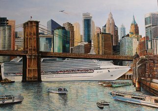 Volova Volova; Manhattan Amsterdam, 2013, Original Painting Acrylic, 140 x 100 cm. Artwork description: 241    figurative people dance music   city ship  cruise        ...