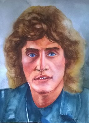 Ginger Czarnecki; Roger Daltry, 2018, Original Watercolor, 9 x 12 inches. Artwork description: 241 Watercolor painting of Roger Daltry of The Who, music, 70s rock bands, singer, rock and roll, gift, unique gift...