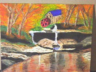 Vincent Sferrino; PASTORAL STREAM, 2013, Original Painting Acrylic, 20 x 16 inches. Artwork description: 241  A peaceful lanscape of a barn with a water wheel. Acrylic on Canvas      ...