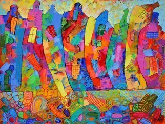 Vyara Tichkova; Amsterdam, 2018, Original Painting Oil, 61 x 46 cm. Artwork description: 241 vyara tichkova, oil, canvas, painting, amsterdam, netherlands, city, town, cityscape, architecture, houses, canal, water, colorful...