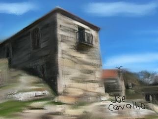 Jose Carvalho; StoneHouse, 2014, Original Digital Drawing, 8.5 x 11 inches. Artwork description: 241  Stone House In Boimo, Portugal      ...