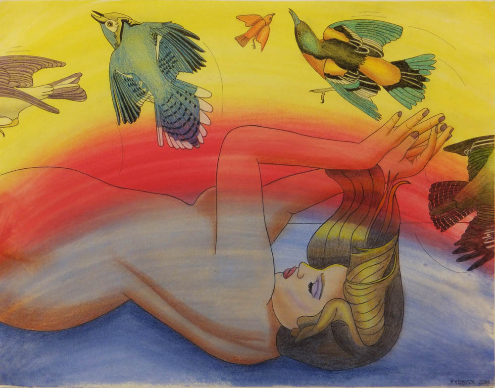 Walter Fydryck; Elusive Realms, 2014, Original Drawing Other, 29 x 22 inches. Artwork description: 241 Women with birds...