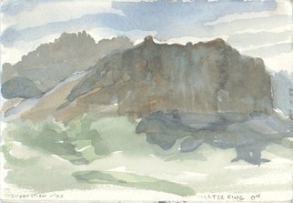 Walter King, 'The Superstion Mountains ...', 2004, original Watercolor, 7 x 5  x 1.1 cm. Artwork description: 1911     On a trip out to El Paso Texas I took a side trip to Tuscon and Pheonix Arizona. Camped in the Superstitions for a night. ...