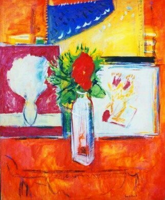 Wayne Ensrud; Red Rose, 1985, Original Painting Oil, 36 x 40 inches. Artwork description: 241 A world can be contained and conveyed through a single red rose...