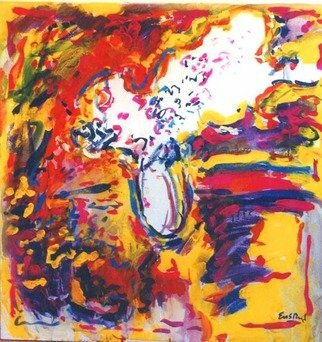Wayne Ensrud; White Floral, 1985, Original Painting Oil, 36 x 35 inches. Artwork description: 241 Always seeking the unexpected, I reversed the vibrant floral hues into its exterior creating a dramatic composition full of life and energy. ...
