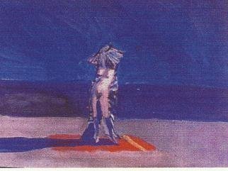 Harry Weisburd, 'Bather With Zebra Towel', 2008, original Watercolor, 12 x 9  x 5 cm. Artwork description: 16959  Bather. Zebra Towel, beach, sea, ocean       woman, female, erotic, realistic, figurative ,                                                                              ...