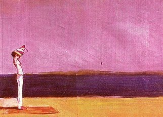 Harry Weisburd, 'Bikini Woman On The Beach ', 2009, original Painting Acrylic, 12 x 9  cm. Artwork description: 14583    Acrylic on paper   Woman in  bikini undressing on the beach near ocean, sea. ...